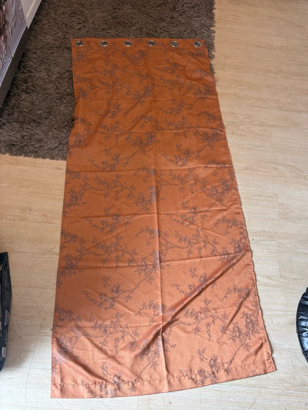 4 Really Pretty Floral Burnt Orange 84x32 Pre-loved Curtain Panels